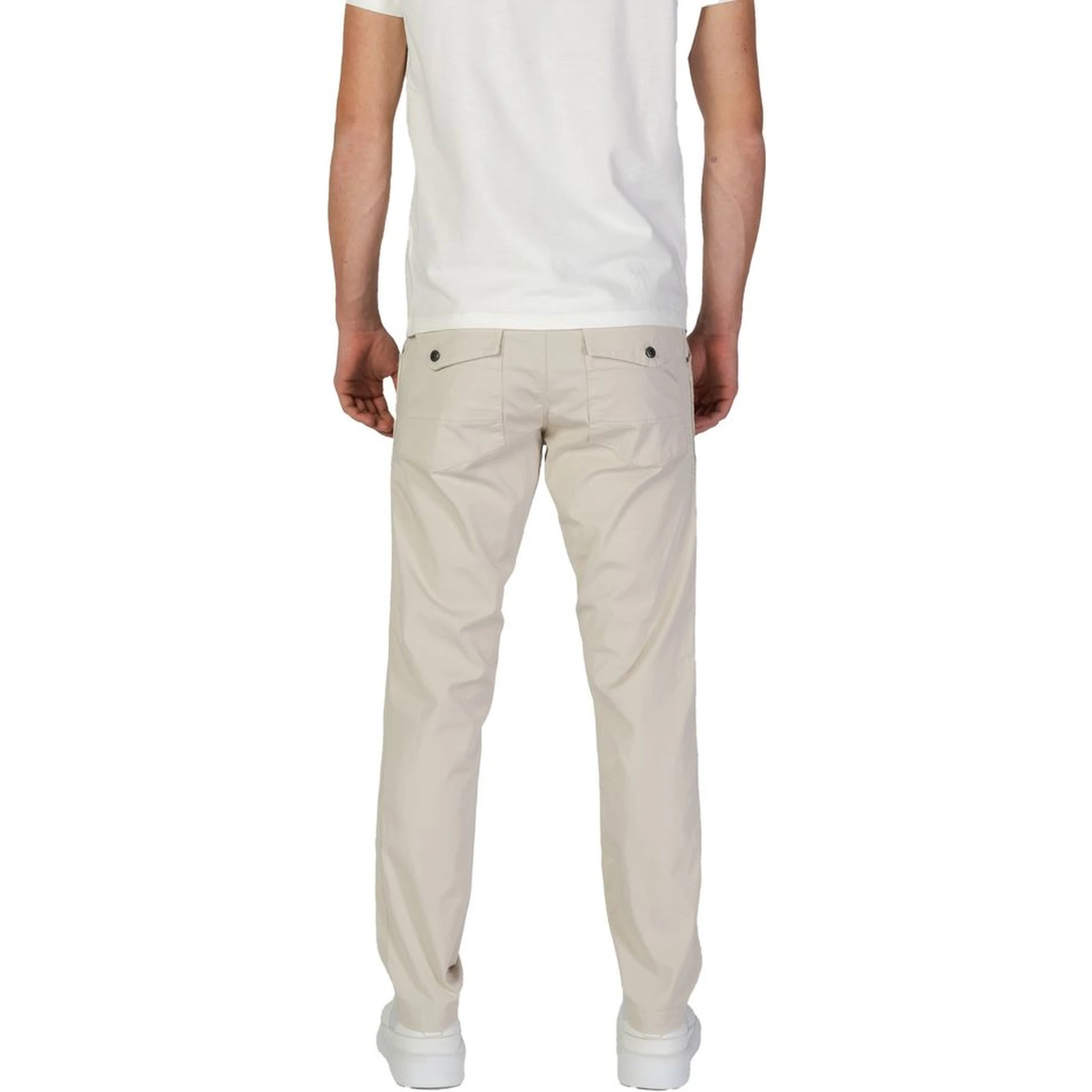 Beige Cotton Casual Pants