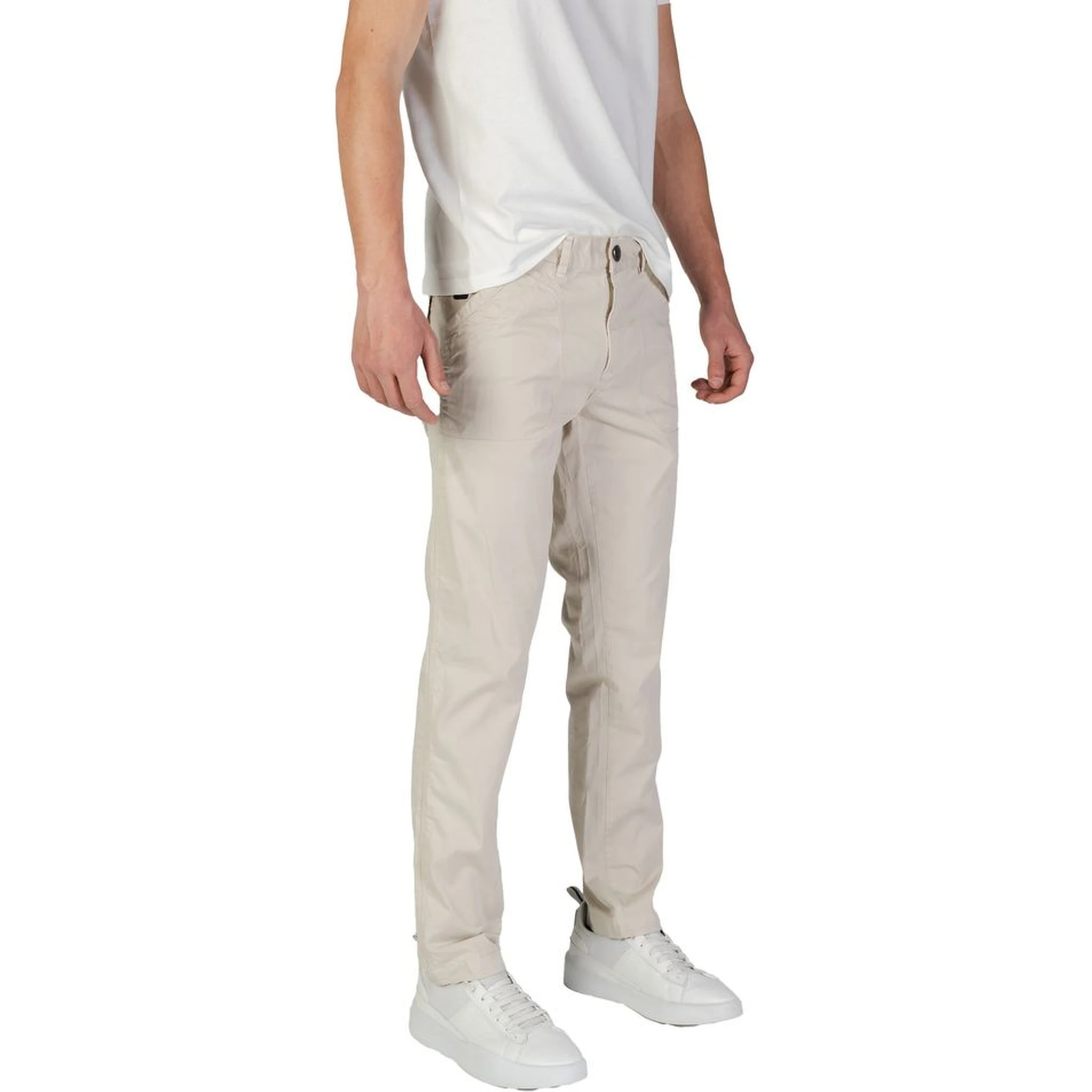 Beige Cotton Casual Pants