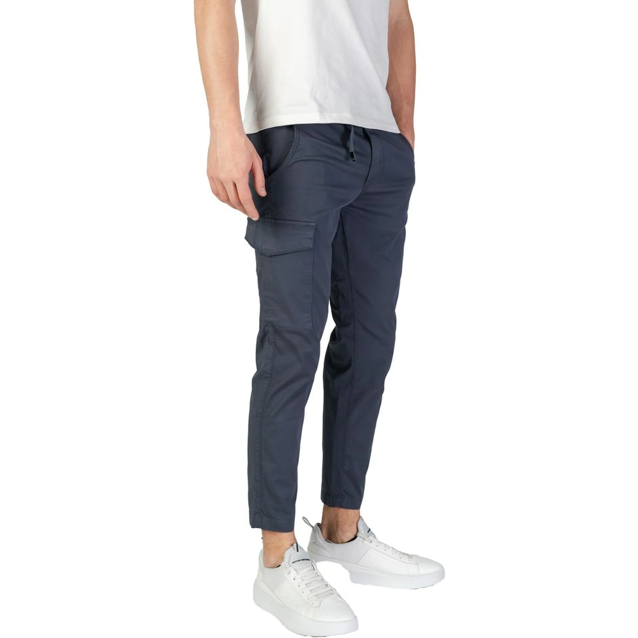 Blue Cotton Cargo Pants