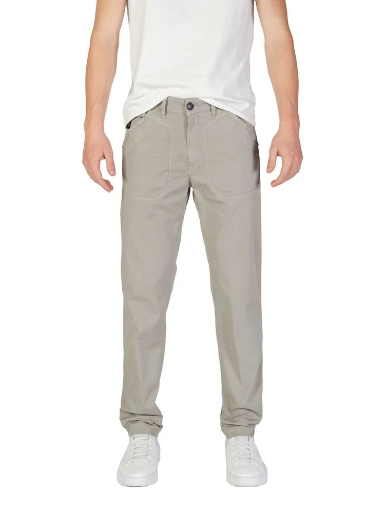 Gray Cotton Casual Pants