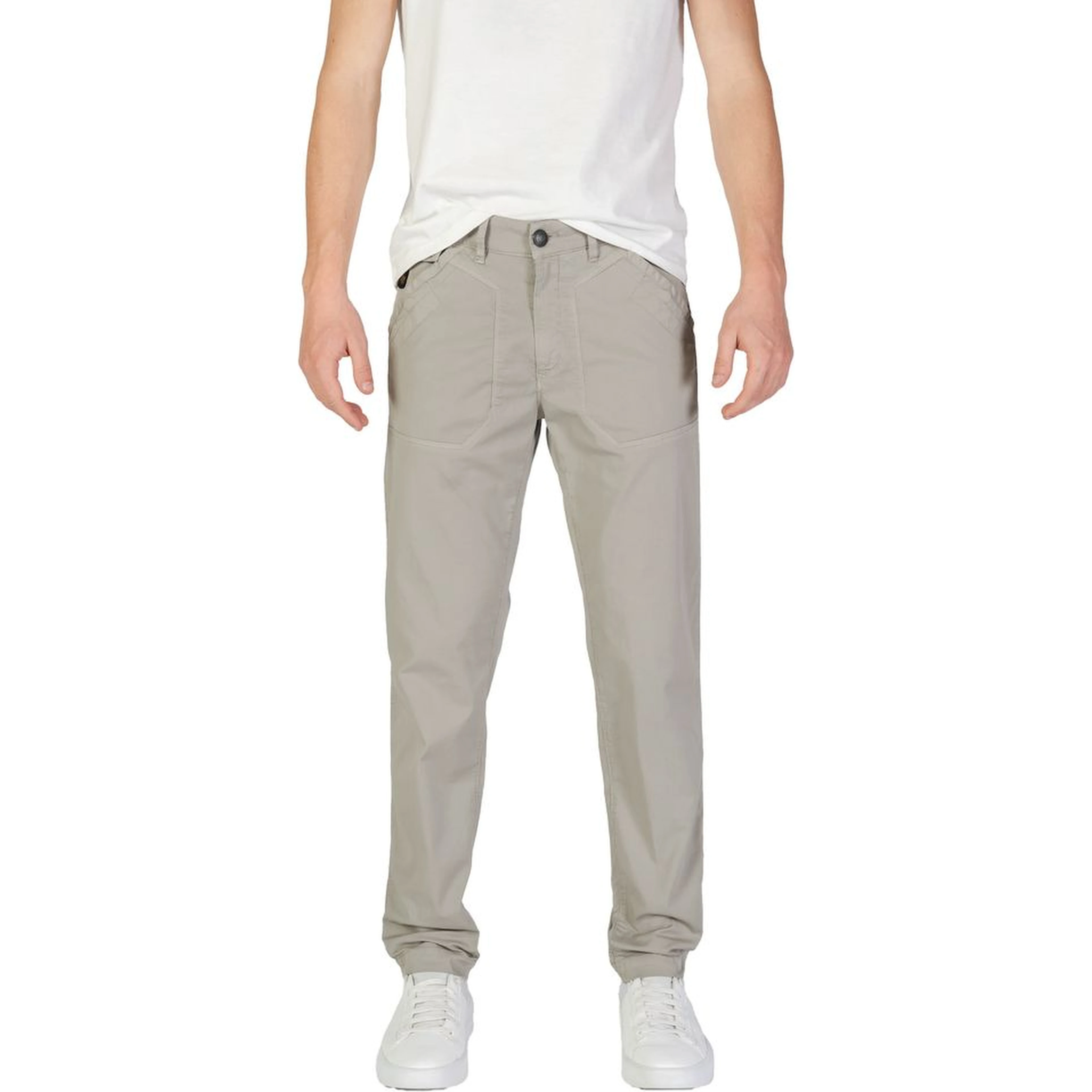 Gray Cotton Casual Pants