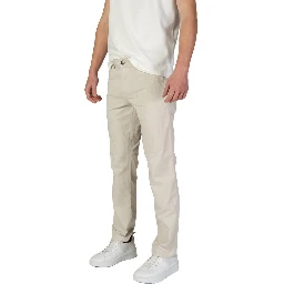 Beige Cotton Casual Pants