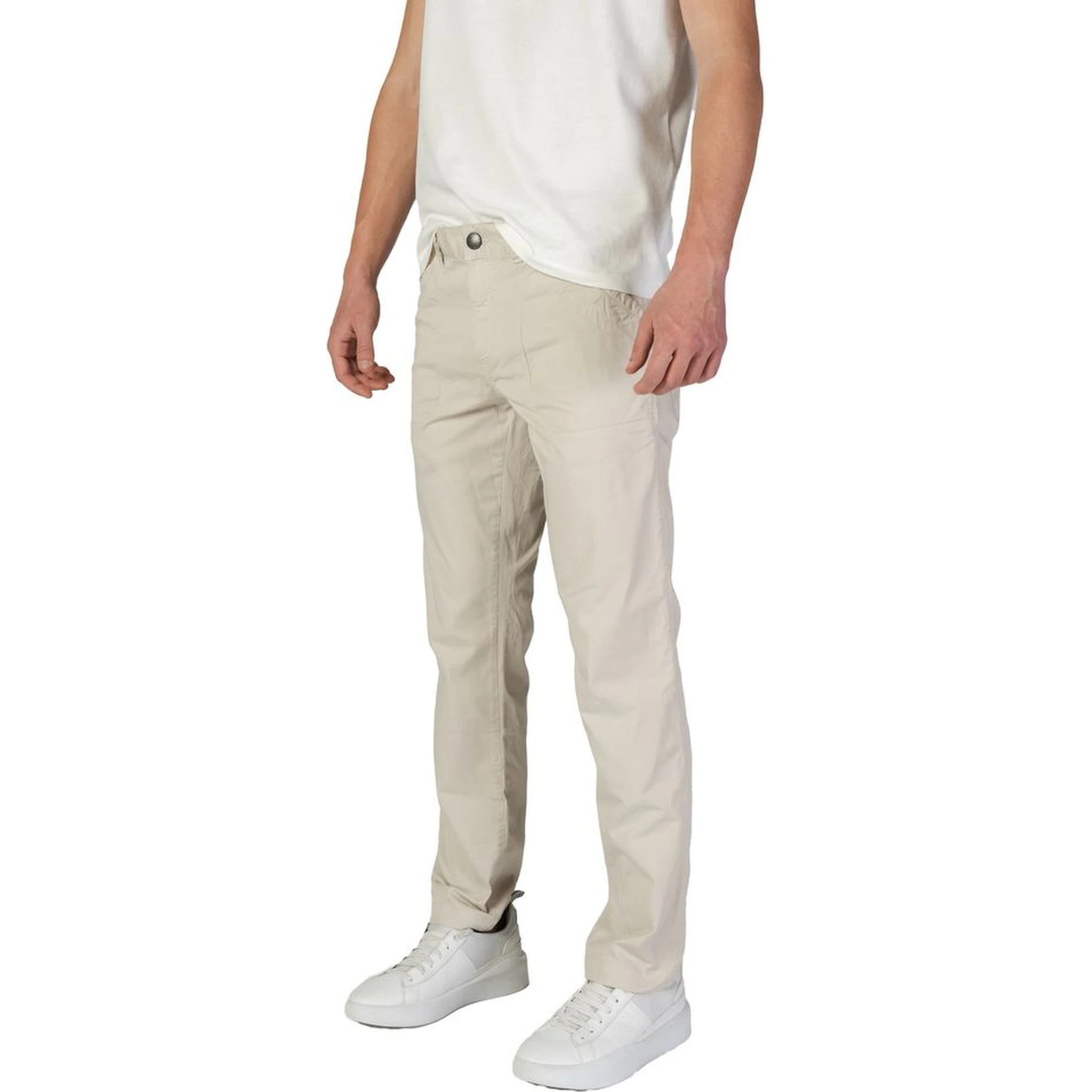 Beige Cotton Casual Pants