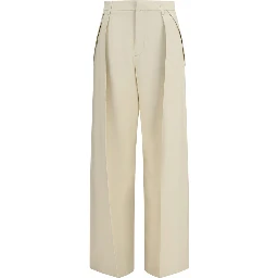 Beige Viscose Casual Pants