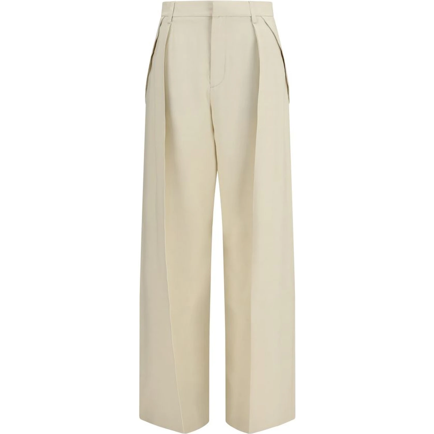Beige Viscose Casual Pants