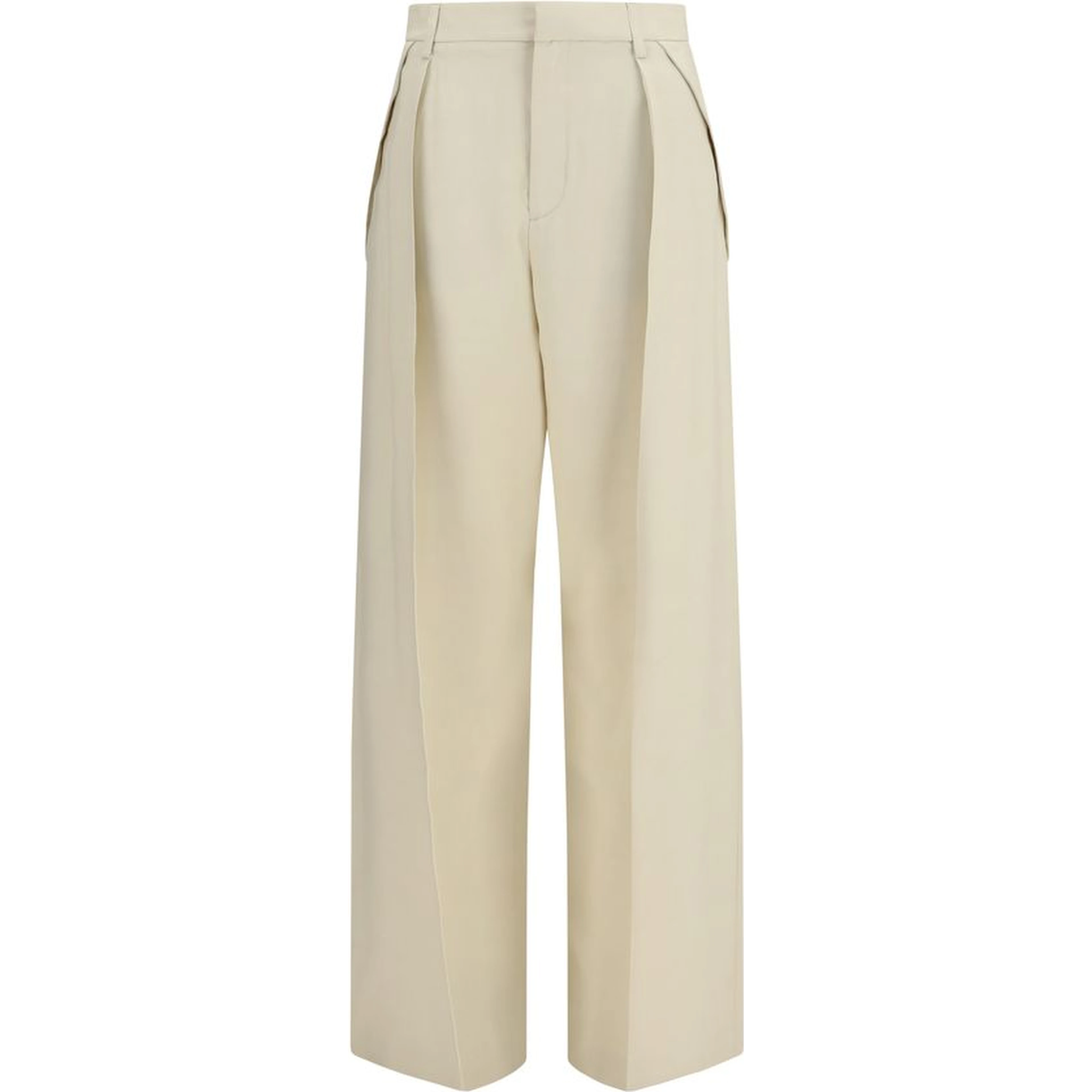 Beige Viscose Casual Pants
