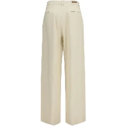Beige Viscose Casual Pants