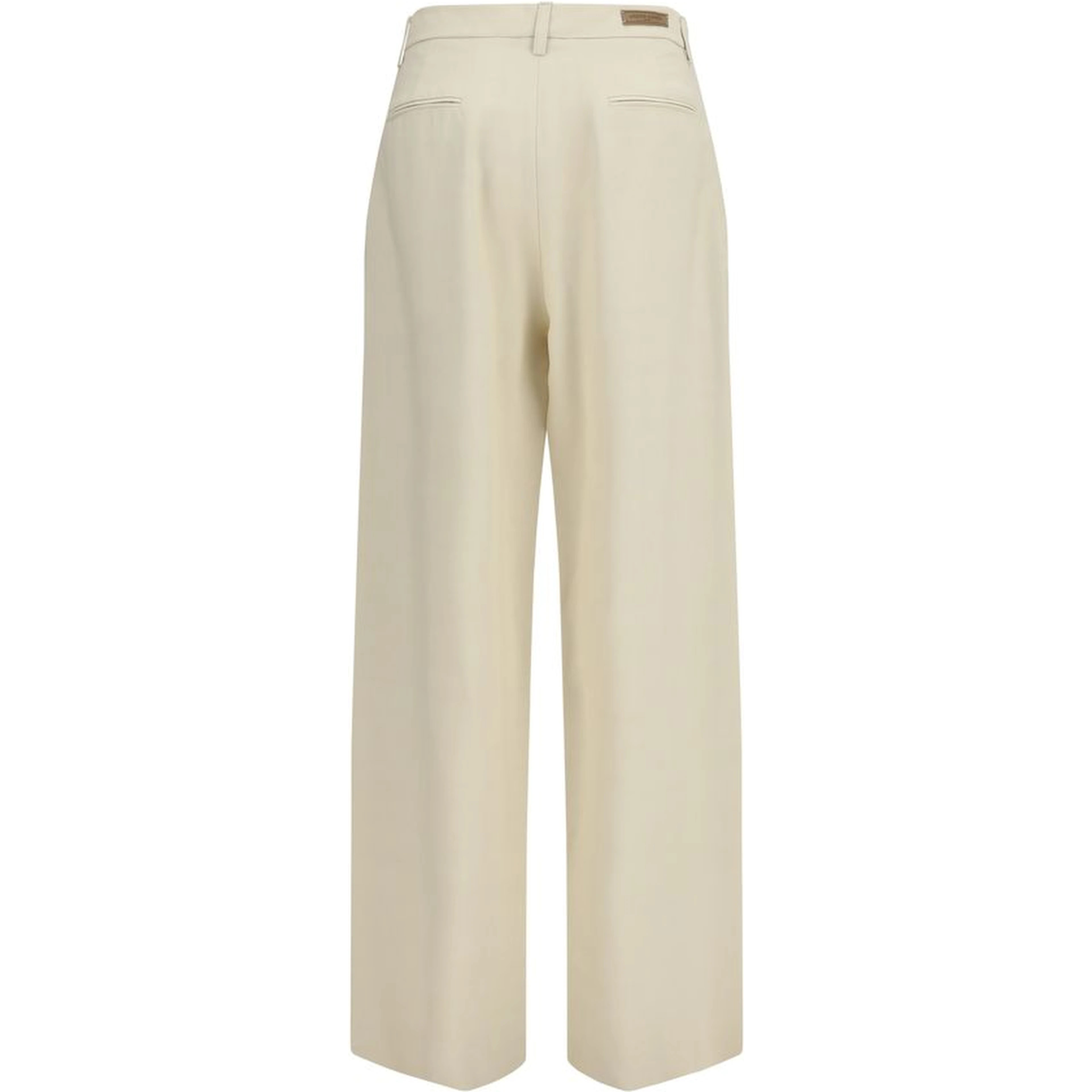 Beige Viscose Casual Pants