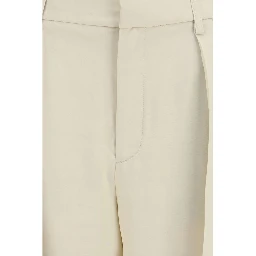 Beige Viscose Casual Pants