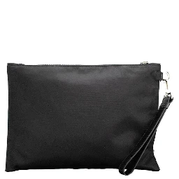 Versace Large Black Nylon Fabric Medusa Convertible Pouch Clutch Wristlet Bag
