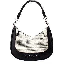 Marc Jacobs Natural Black Canvas Leather Hobo Shoulder Handbag Purse