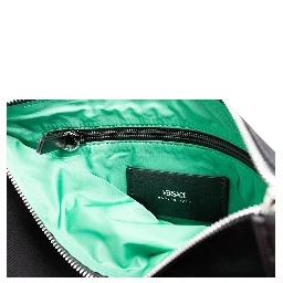 Versace Large Black Nylon Fabric Medusa Convertible Pouch Clutch Wristlet Bag