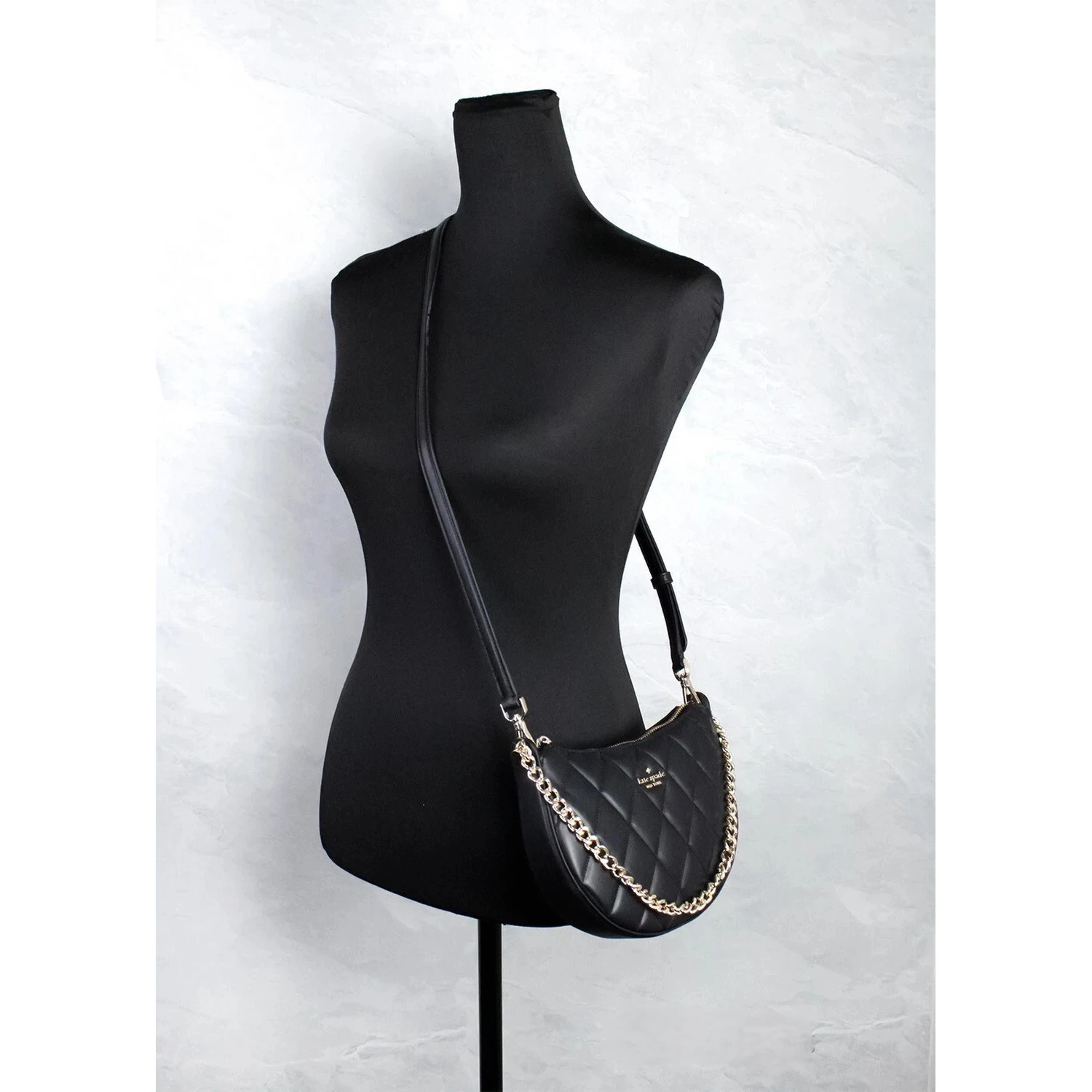 Kate Spade Carey Small Black Quilted Leather Zip Top Crossbody Bag