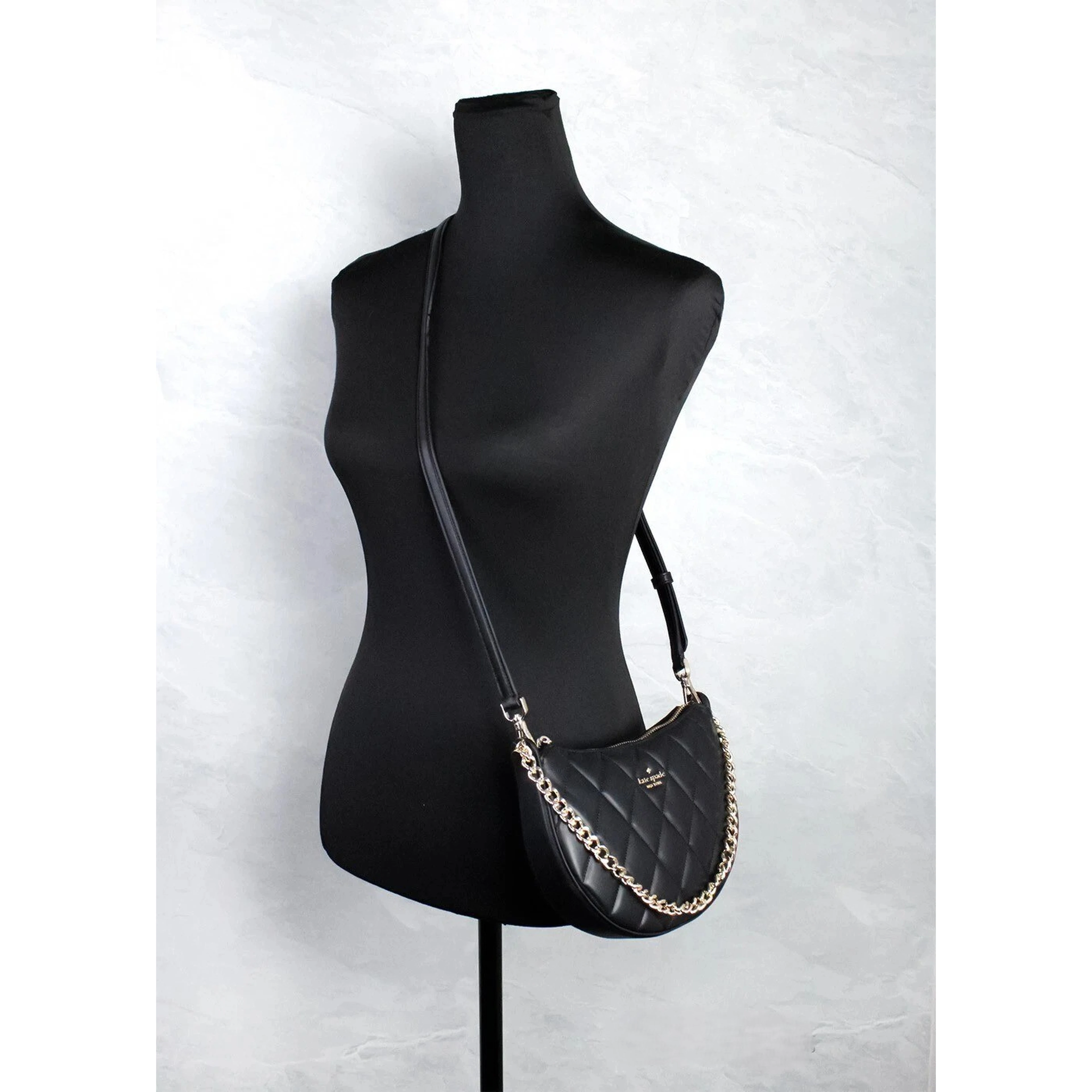 Kate Spade Carey Small Black Quilted Leather Zip Top Crossbody Bag