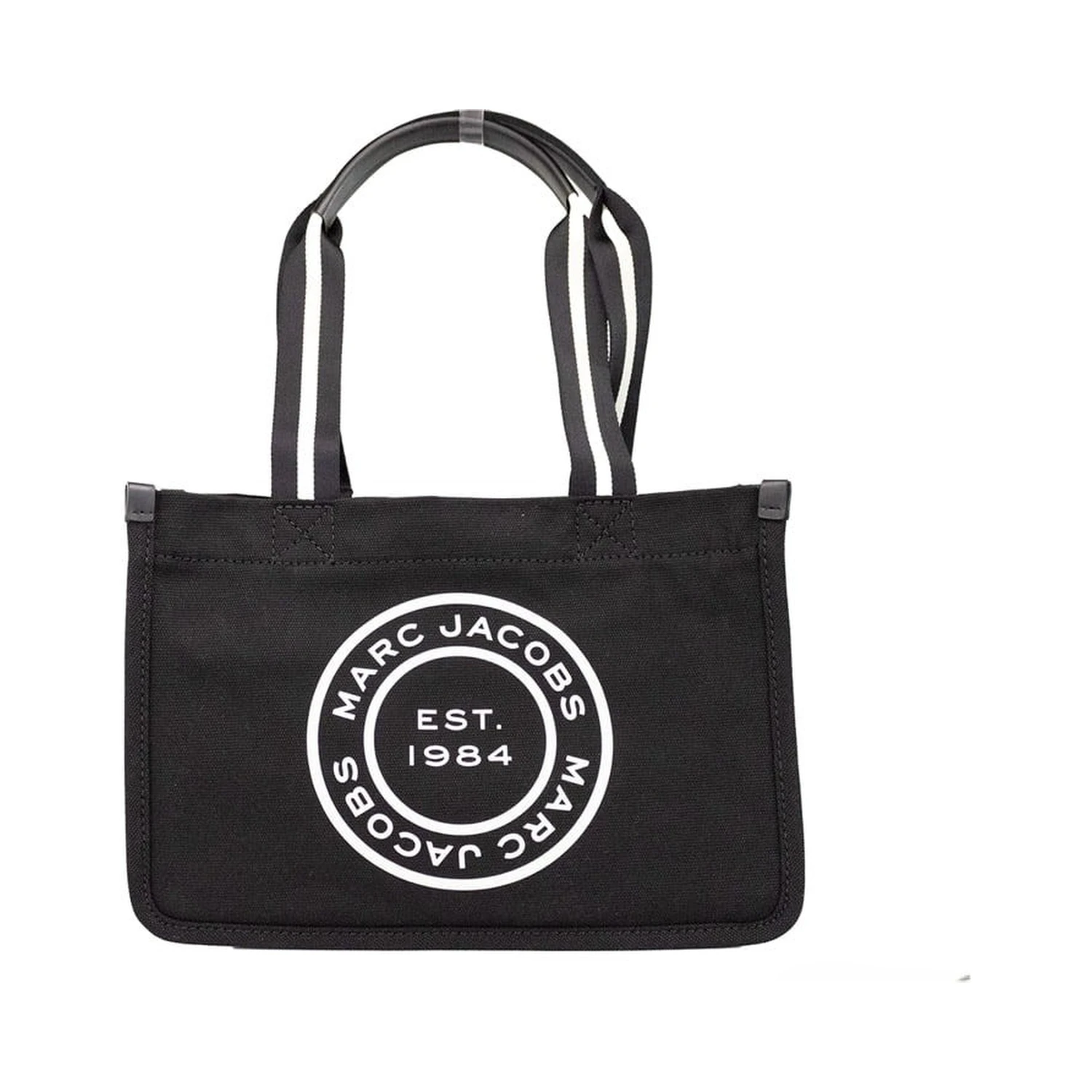 Marc Jacobs Medium Black Canvas Fabric Shoulder Convertible Tote Purse Bag