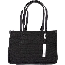 Marc Jacobs Medium Black Canvas Fabric Shoulder Convertible Tote Purse Bag