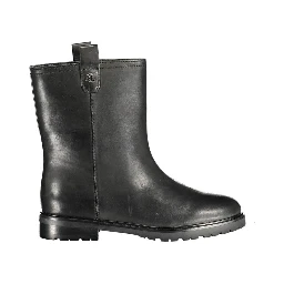 Black Leather Women Ankle Boot