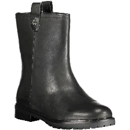 Black Leather Women Ankle Boot