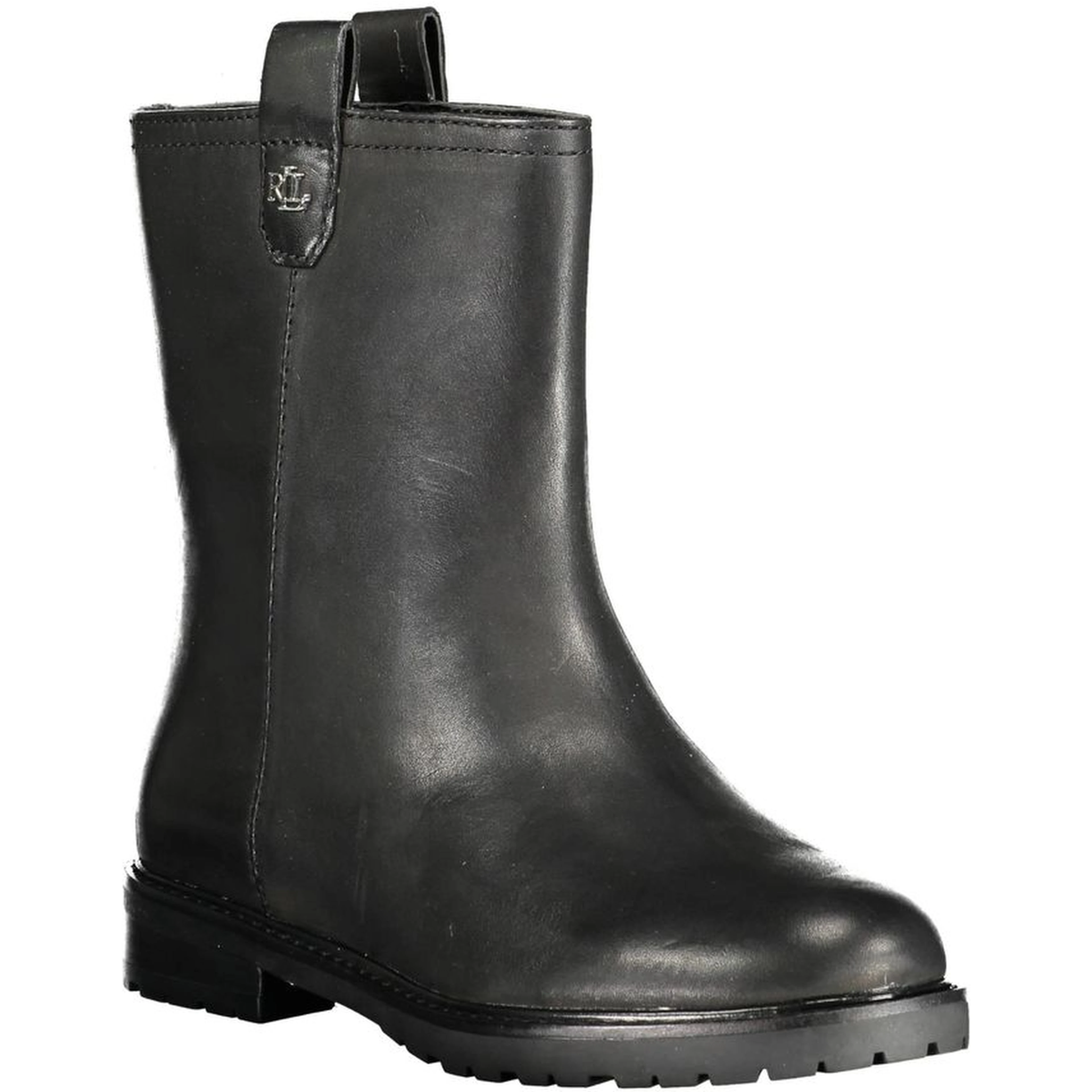 Black Leather Women Ankle Boot