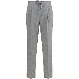 Gray Linen Casual Pants