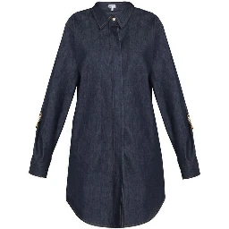 Blue Cotton Casual Dress