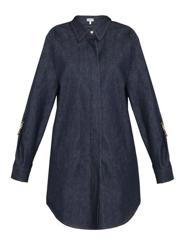 Blue Cotton Casual Dress