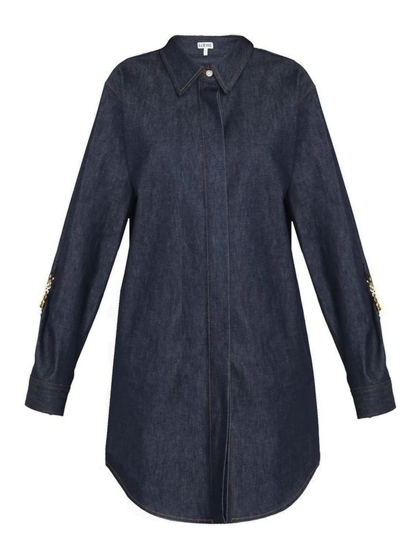 Blue Cotton Casual Dress