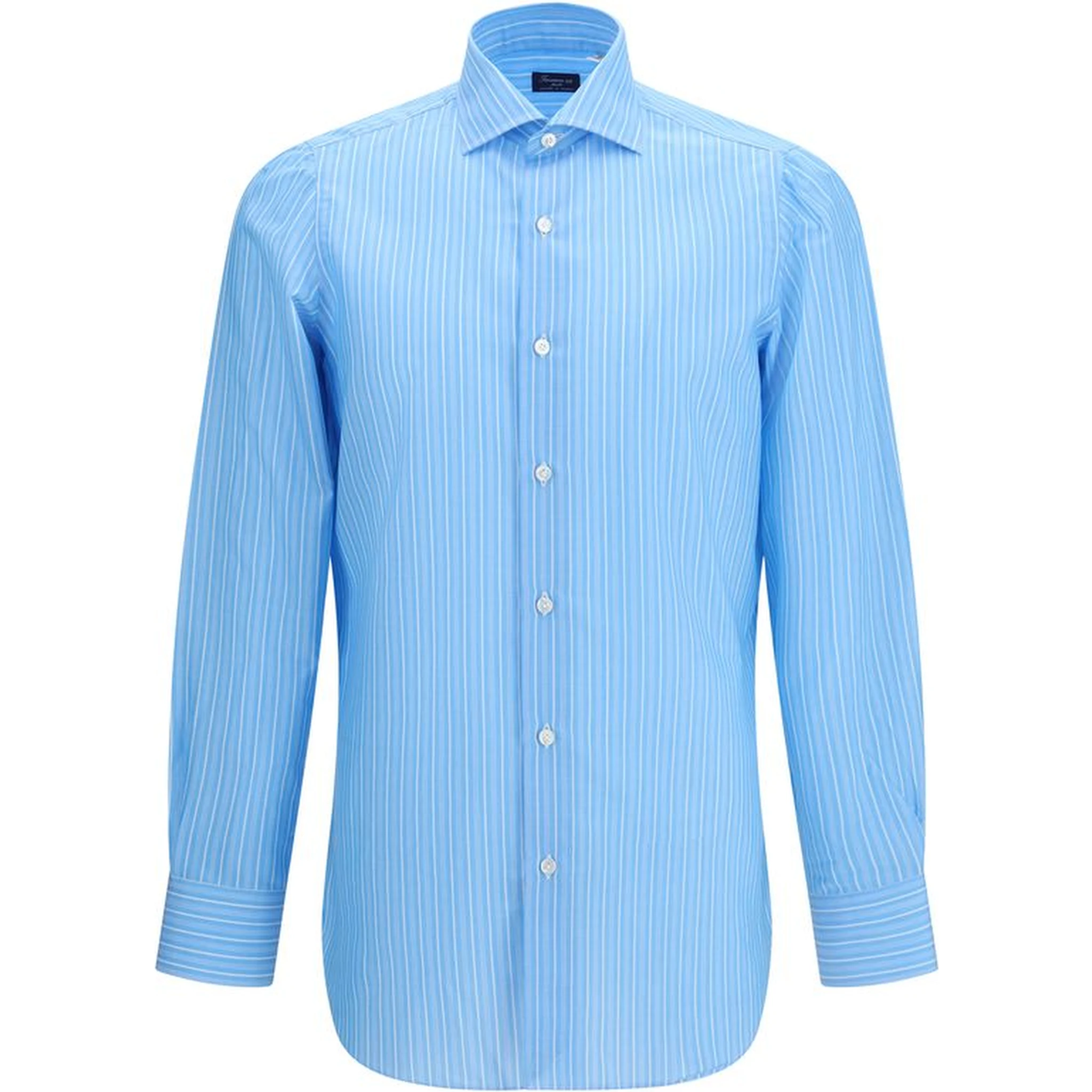 قميص قطني أزرق بنقشة