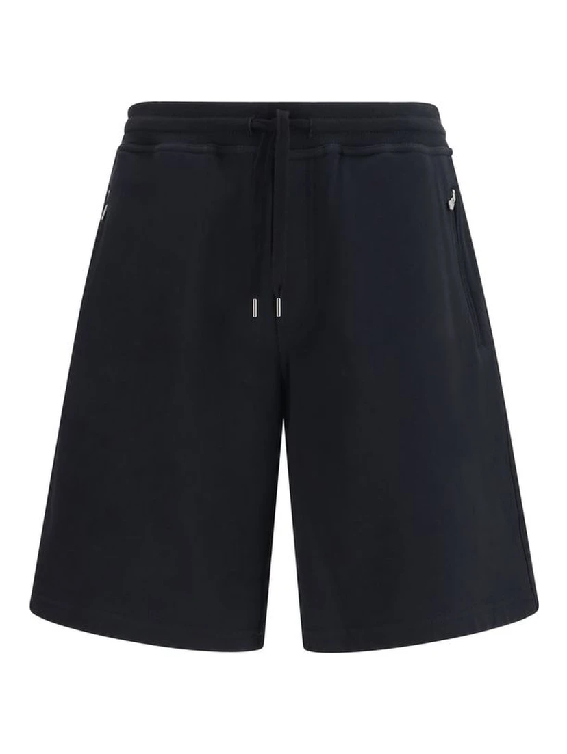 Black Cotton Bermuda Shorts