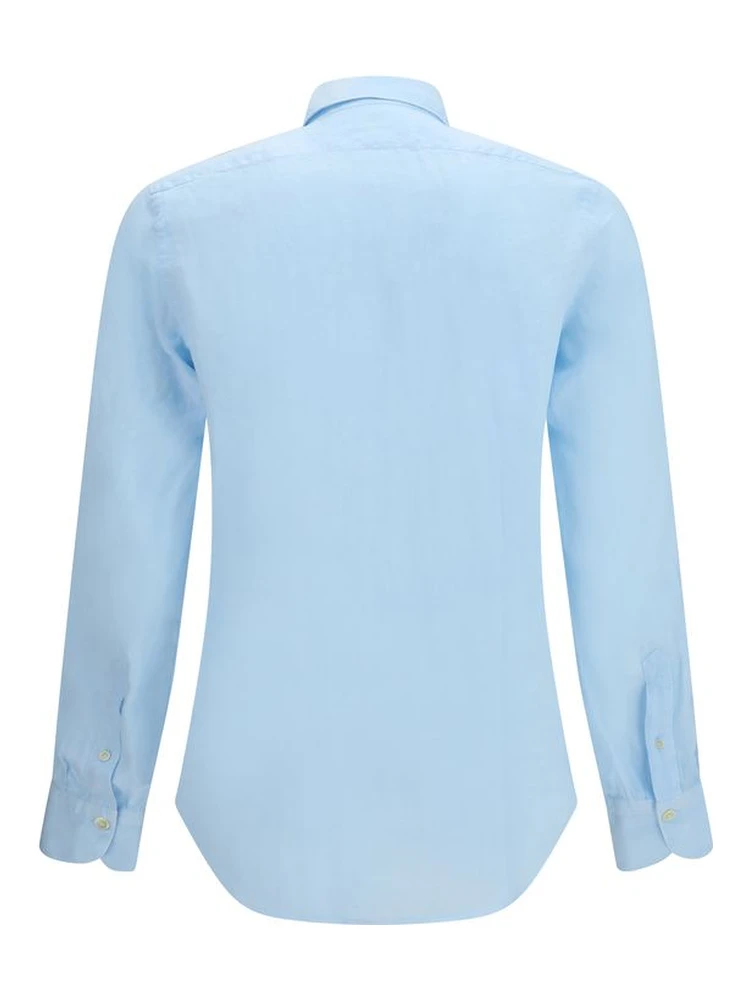 قميص كتان أزرق بأكمام طويلة alternative