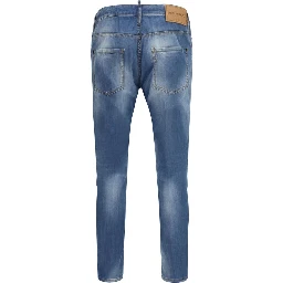 Blue Cotton Slim Fit Jeans