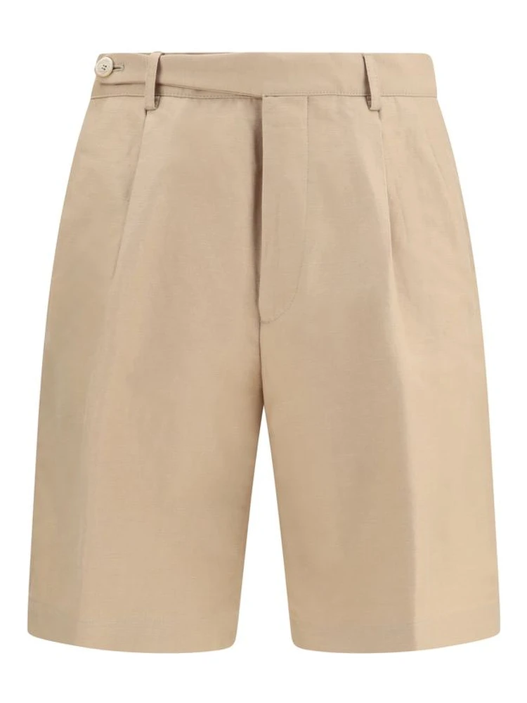 Beige Cotton Bermuda Shorts