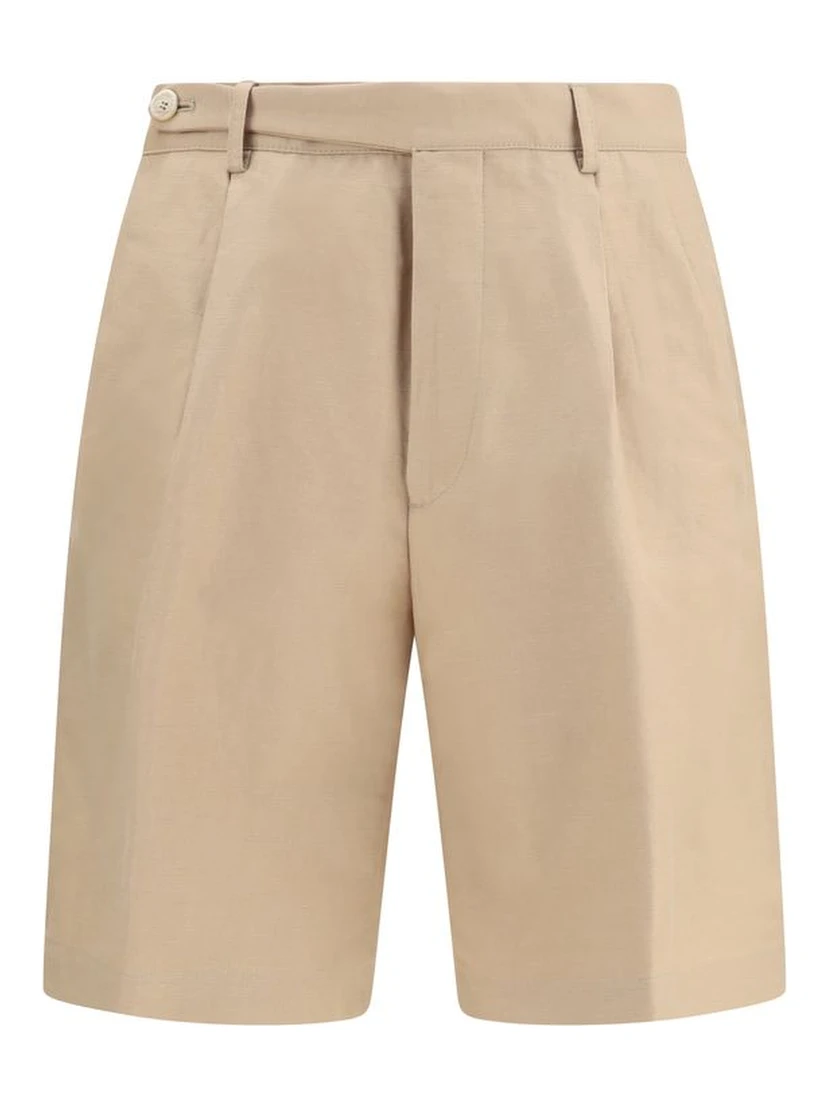 Beige Cotton Bermuda Shorts