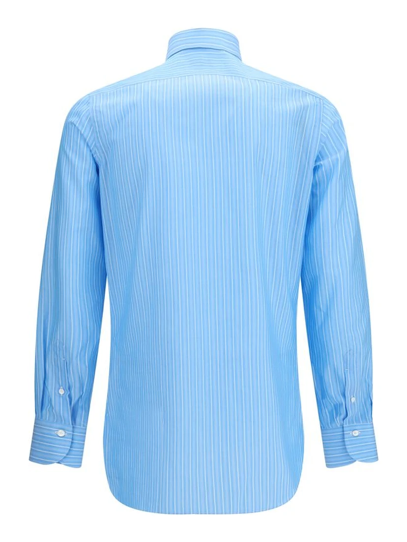 قميص قطني أزرق بنقشة