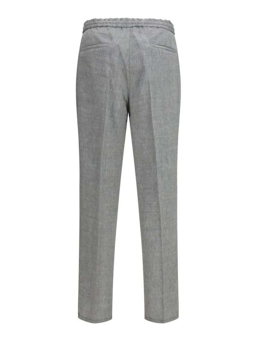 Gray Linen Casual Pants