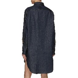 Blue Cotton Casual Dress