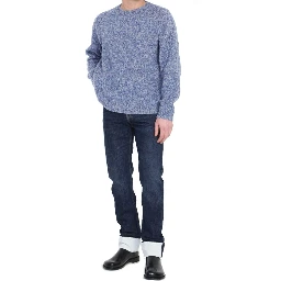 بنطلون جينز أزرق قطني بقصة مريحة