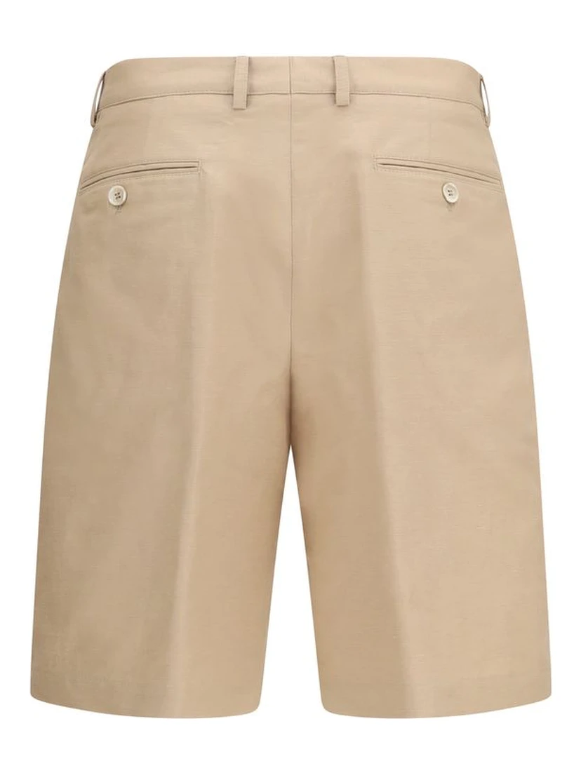 Beige Cotton Bermuda Shorts