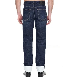 بنطلون جينز أزرق قطني بقصة مريحة