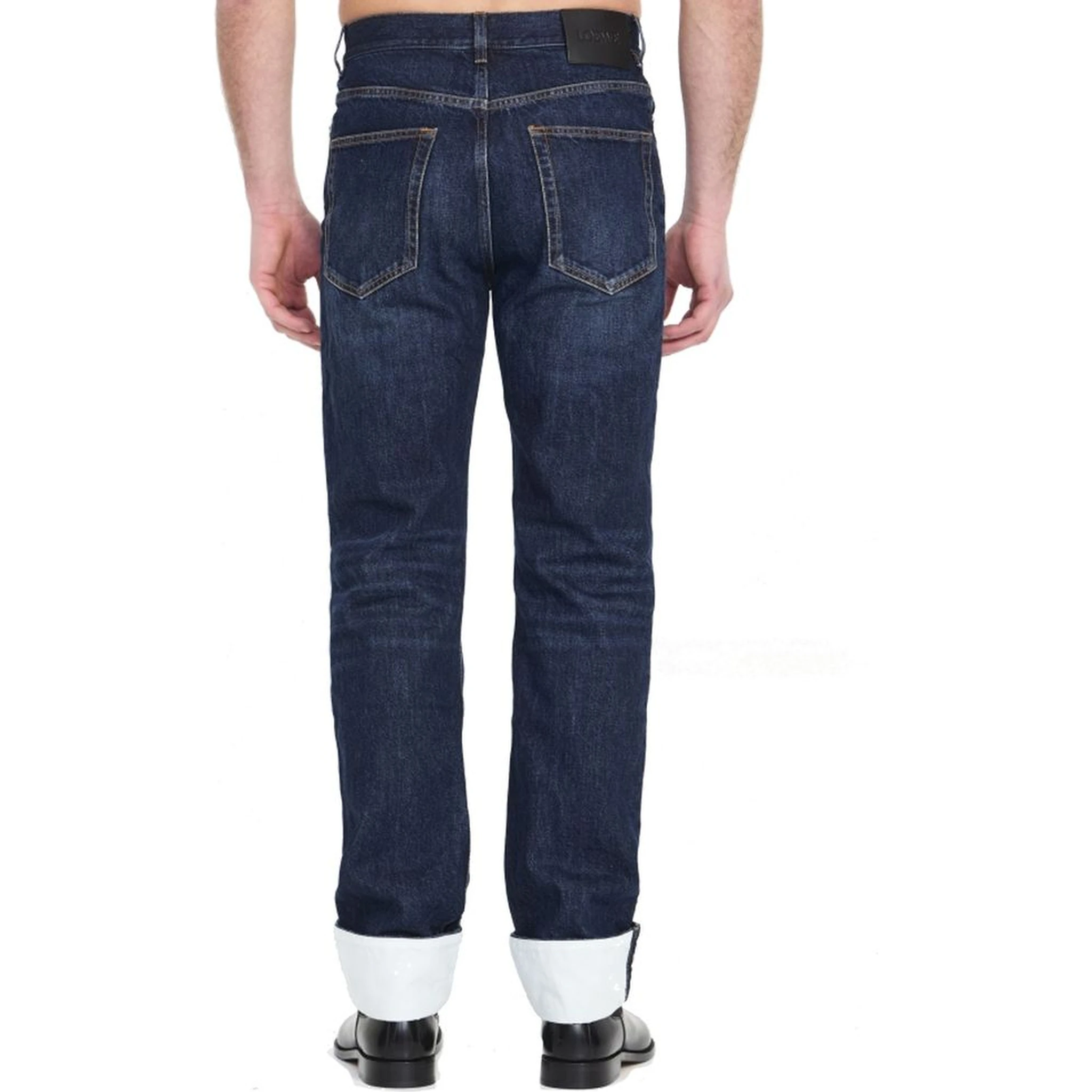 بنطلون جينز أزرق قطني بقصة مريحة