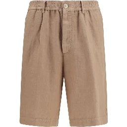 Brown Linen Bermuda Shorts
