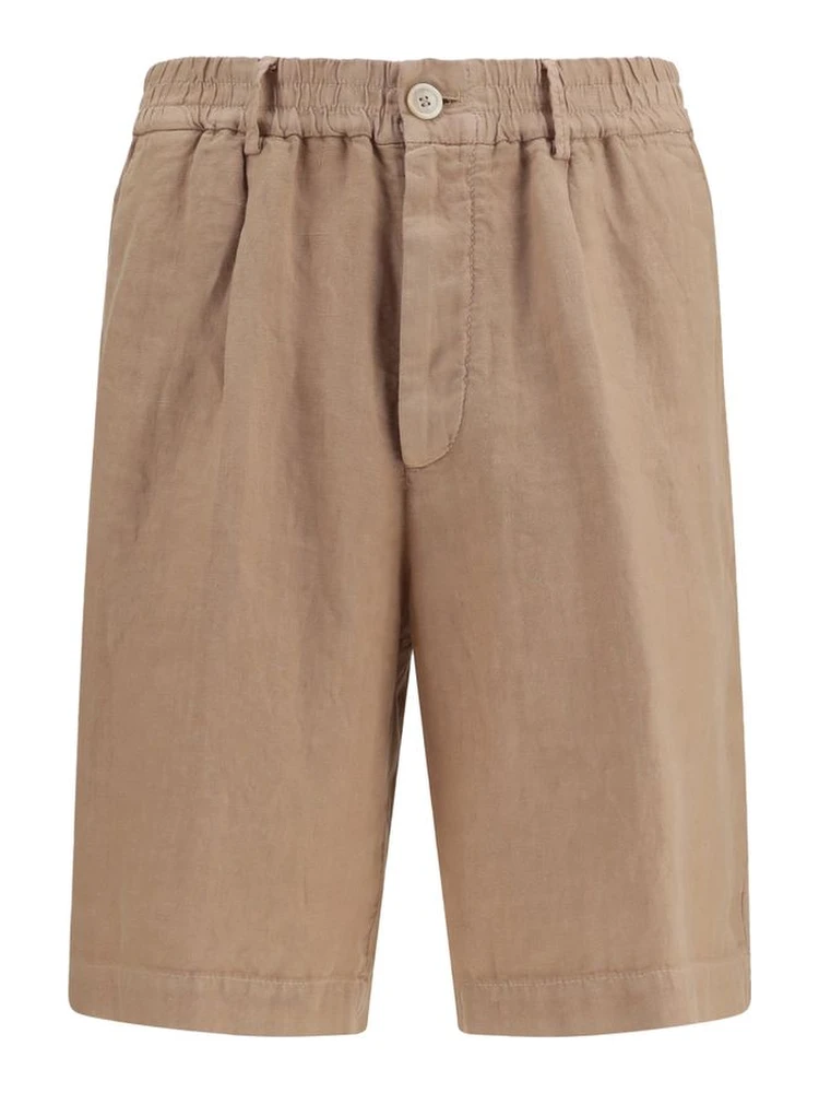 Brown Linen Bermuda Shorts