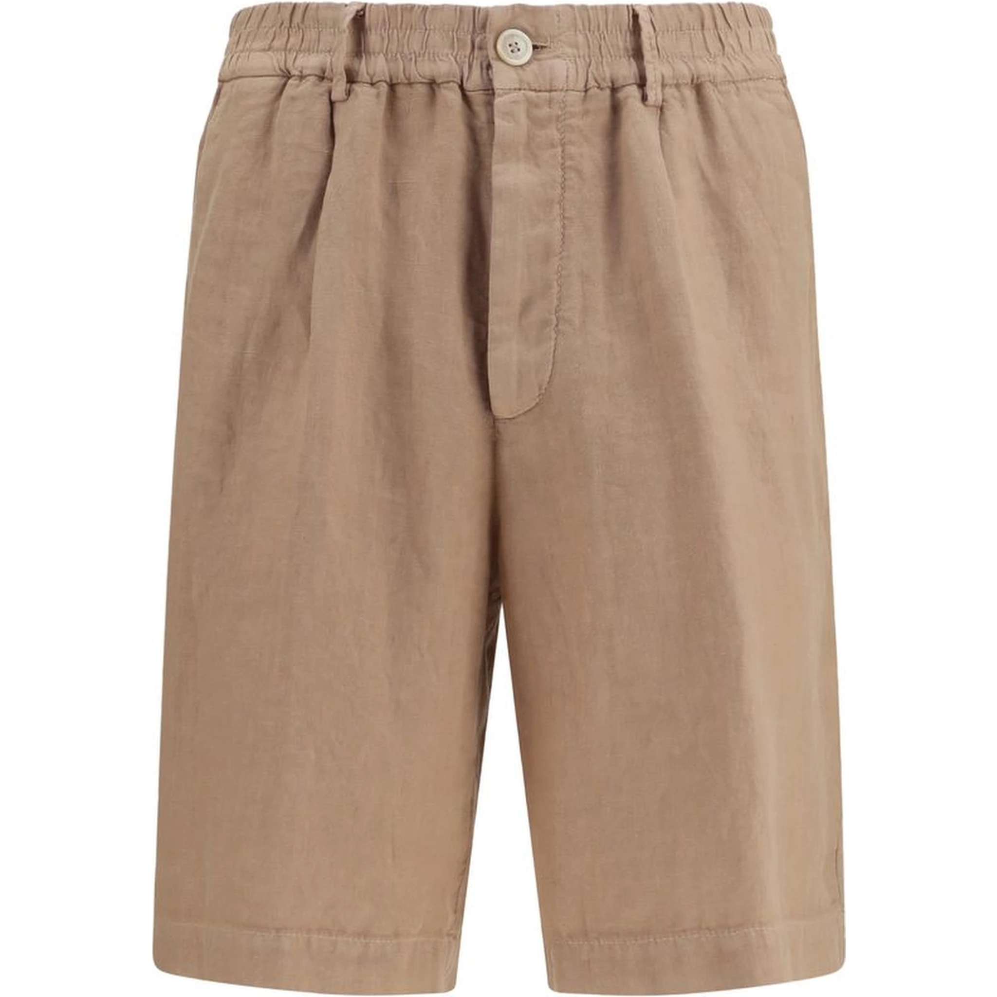 Brown Linen Bermuda Shorts