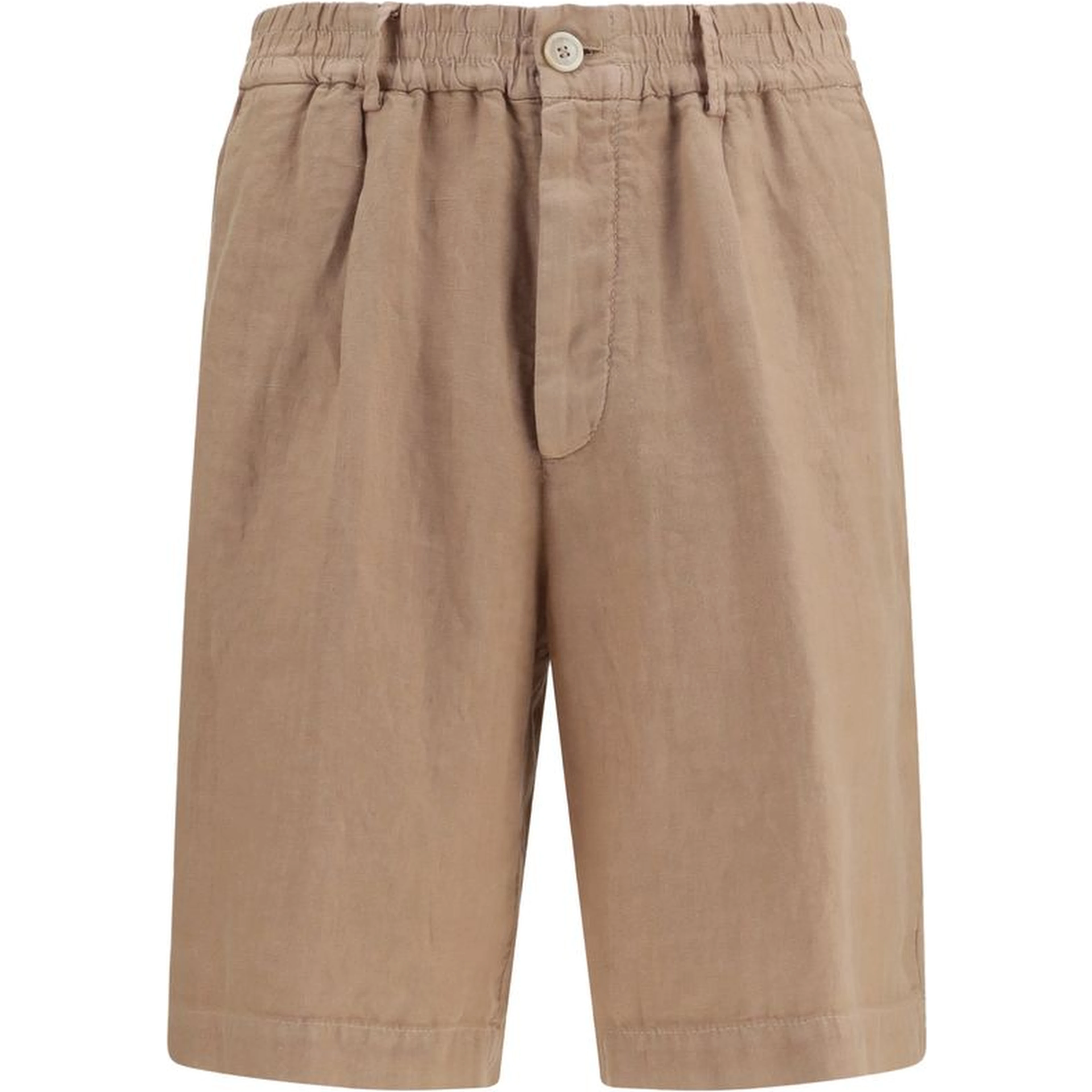 Brown Linen Bermuda Shorts