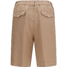 Brown Linen Bermuda Shorts