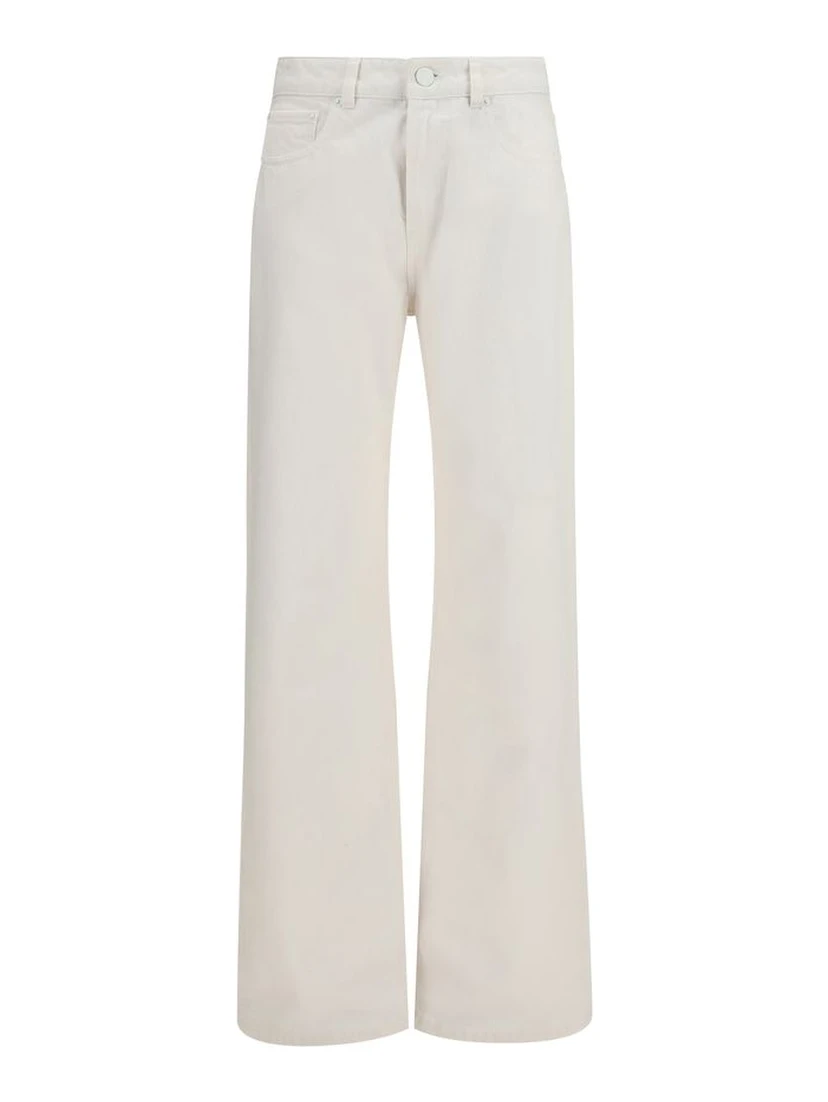 White Cotton Straight-Leg Jeans