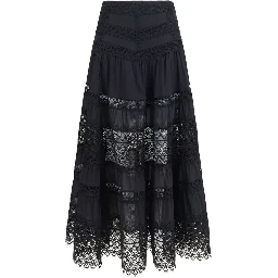 Black Cotton Long Skirt