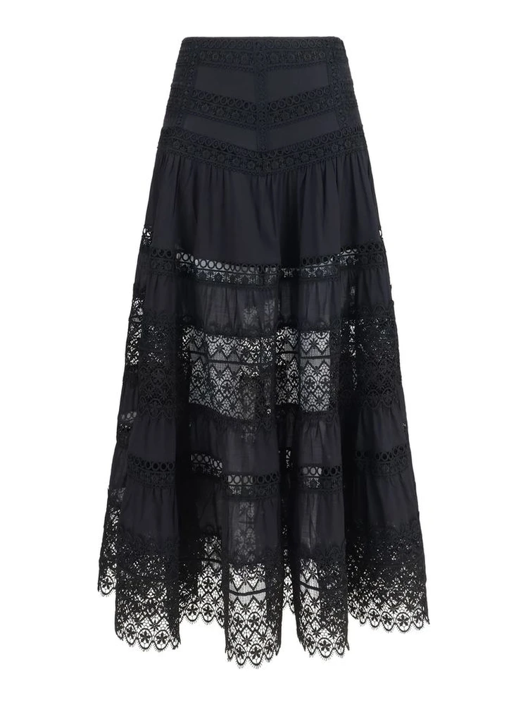 Black Cotton Long Skirt