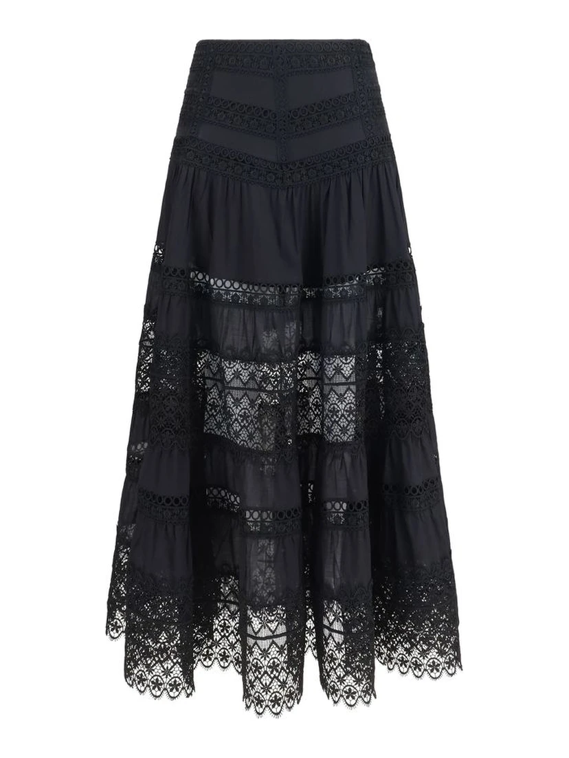 Black Cotton Long Skirt