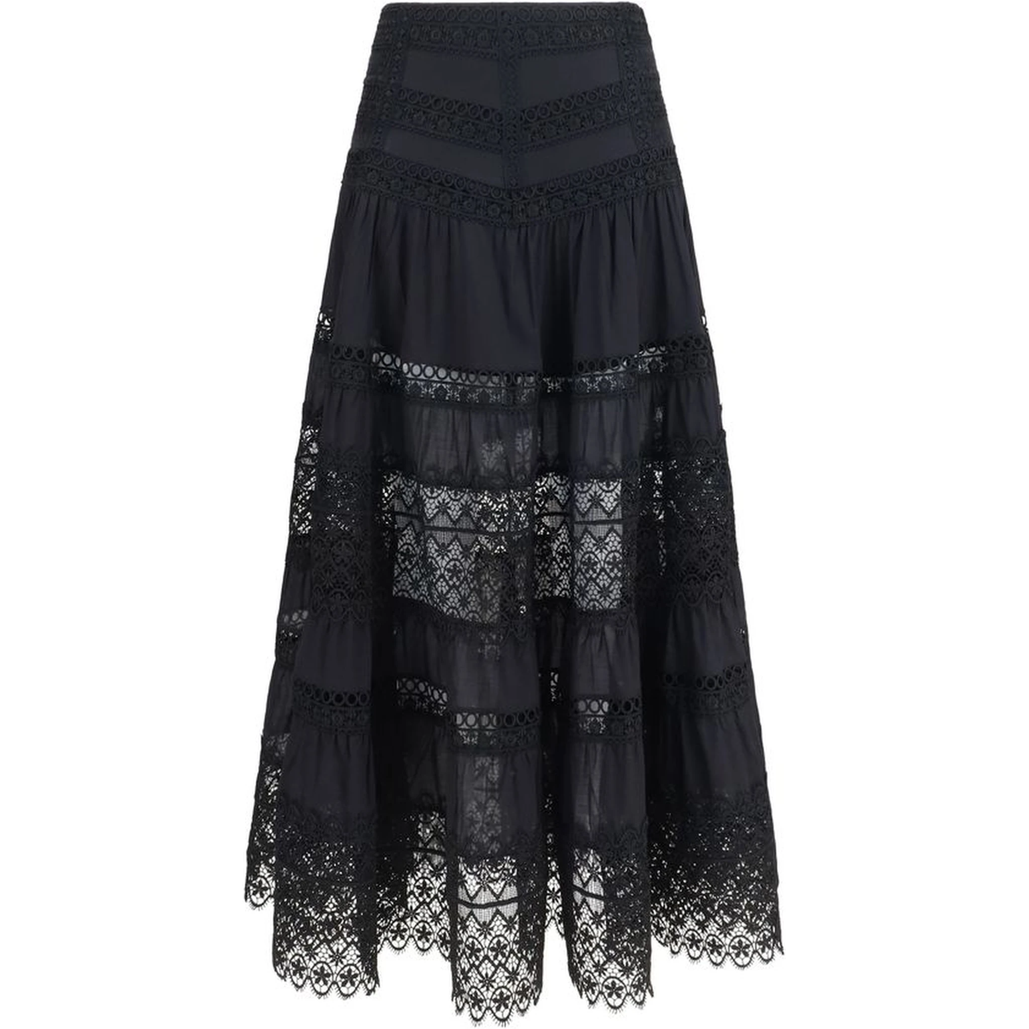 Black Cotton Long Skirt